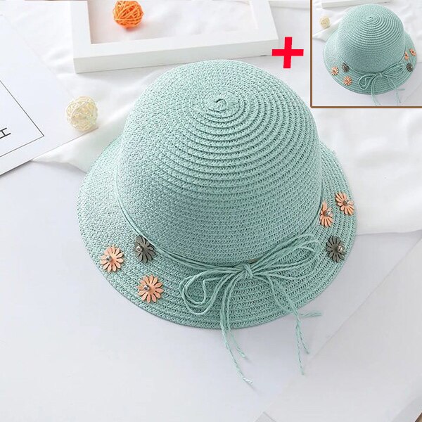 2 uds mujeres sombrero de paja nudo lazo Floral de ala ancha Parental-niño gorra para playa YS-BUY