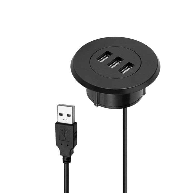 Agujero de ojal de 5cm para montaje en escritorio, Hub DE 3 puertos USB 2,0 para ordenador portátil, PC