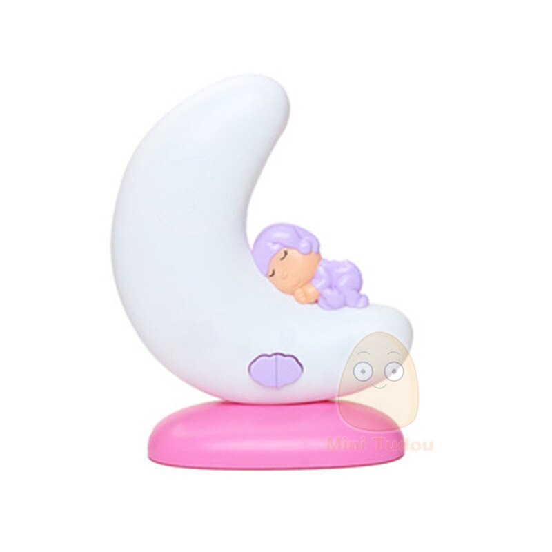 Baby-Musical Nachtlicht SchöNe LED Musik Mond Lampe Karikatur Kleinkind Bett Glocke Rassel FrüHenne Lernen Pädagogisches Spielzeug Für freundlicher: Rosa