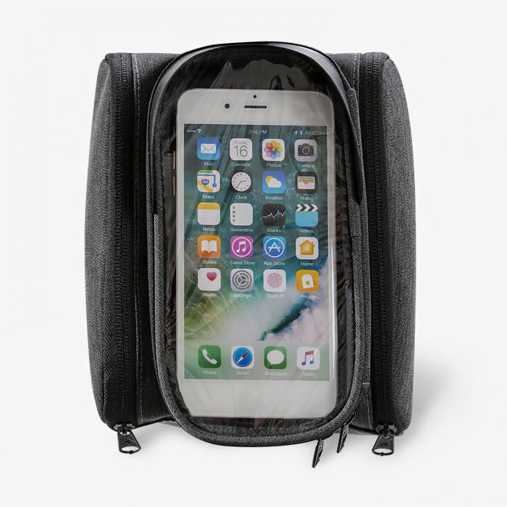 Tear-resistant Black Grey Shock Absorbing Top Tube Bag for Road Bicycle