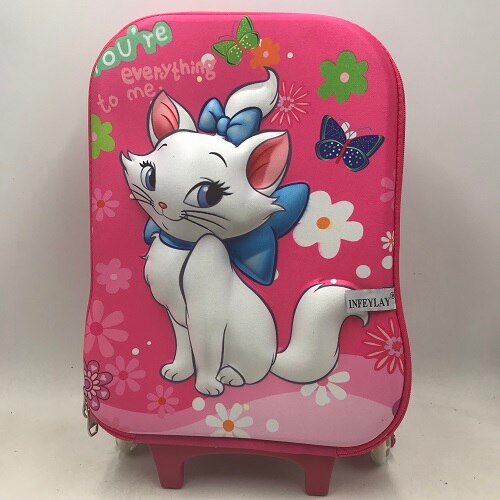 3PCS/set cartoon students trolley case Lovely kids Climb stairs Luggage Travel 3D EVA stereo suitcase child pencil box: Blue