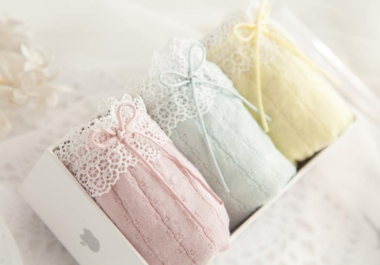 2nd Free M L XL Lovely Cute Lolita Kawaii Knitting Cotton Lace Panties Underwear Brief Lingerie Knickers