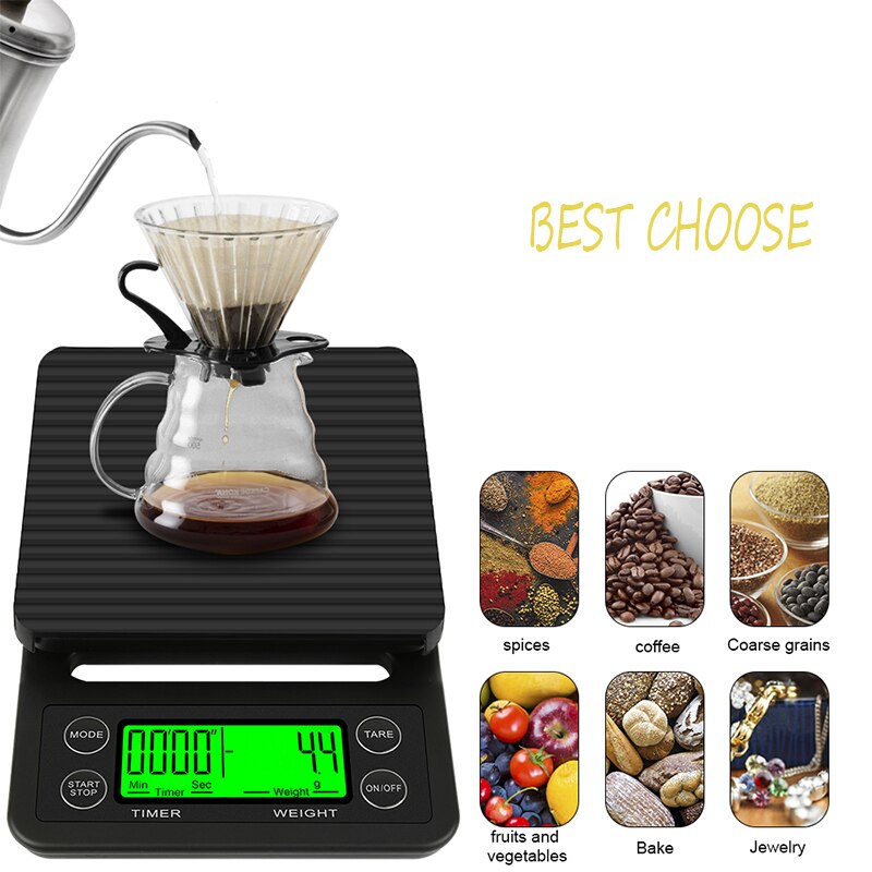Household Drip Coffee Scale With Timer 0.1g High Precision Electronic Scales Digital Kitchen Food Nuts Scale LCD Weight Balance