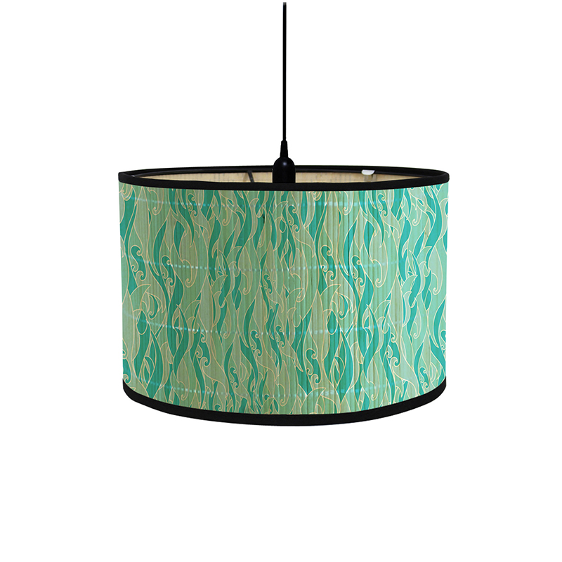 Pantalla de lámpara de pintura de paisaje de estilo japonés, cubierta de luz trenzada de bambú, pantallas de lámpara de pared de araña, pantalla de luz de Arte de Bambú: Marfíl