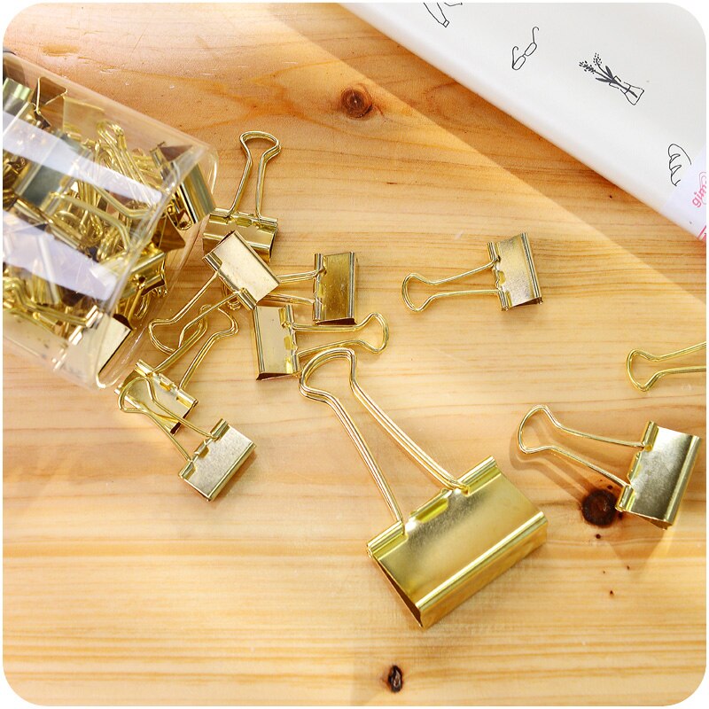 Clips dorados de Color sólido, Clips de carpeta metálicos para notas, papel de letras, suministros de oficina, Clips de papel Metal, nuevos artículos de papelería