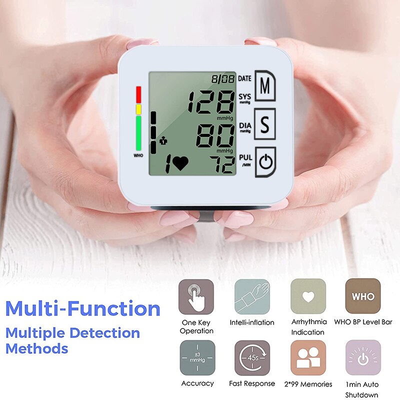 Electronic Blood Pressure Home Wrist Blood Pressure Meter Automatic Sphygmomanometer pressure tonometer Measurement tool