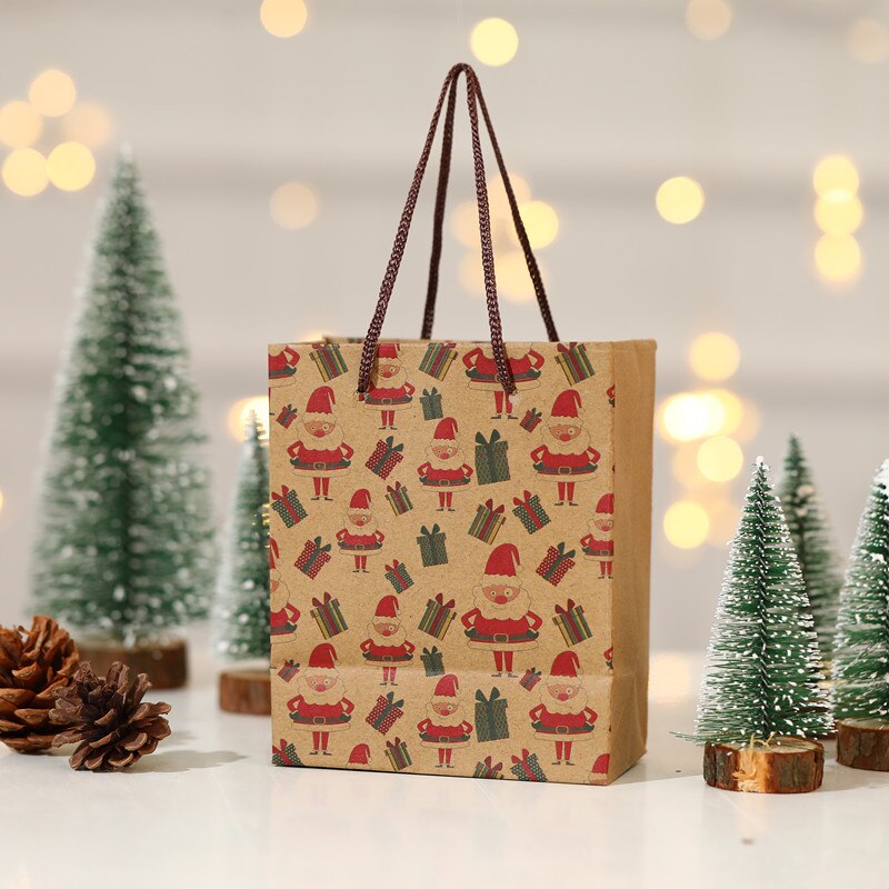 13.5*11*6.3Cm Christmas Bag Kleine Kerstman Draagtas Bag Prachtige Kraftpapier Kinderen Bag Voor Kerst Cadeau: 02