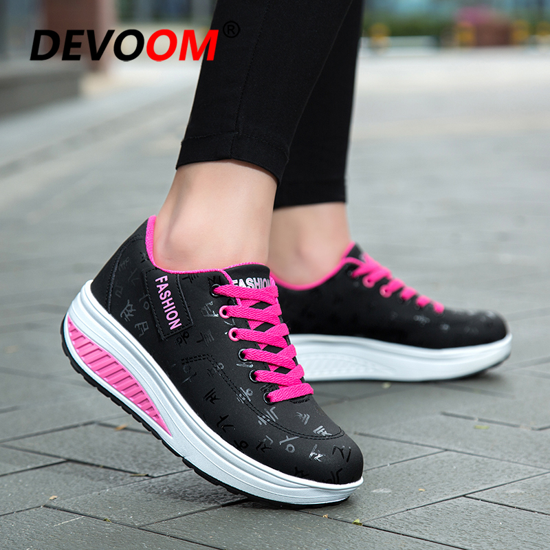 Autumn Swing Toning Shoes Women Height Increasing Fitness Shoes Ladies Lace Up Breathable Sport Slimming Shoes Sneakers Women 40