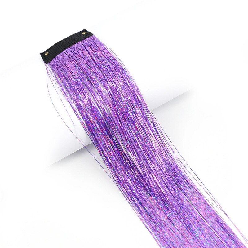 16 colors Glitter Hair Extensions Sparkle Hair Tinsel with Clip Highlights False Hair Strands 1pc Clip In Bling Hair: 8
