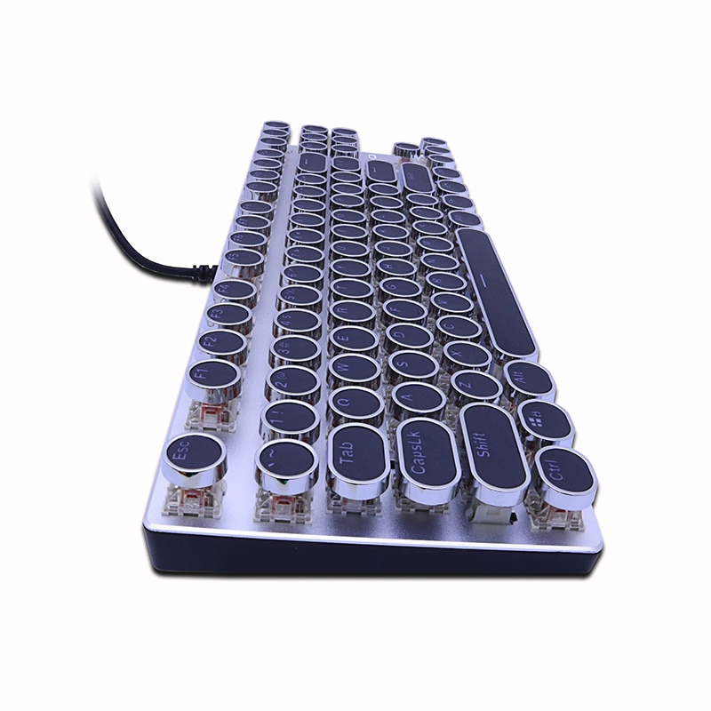 METOO-ZERO Round Keycap Gaming Mechanical Keyboard Blue Black Red Switch Anti-Ghosting USB Wired LED Backlight Keyboard for PC