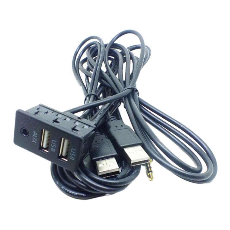 2 Usb Aux Adapter Socket Auto Dashboard Gemonteerd Verlengkabel