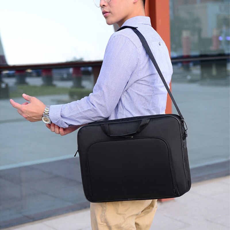 Bolsa para laptop masculina 15 17 visual, bolsa de mão para escritório empresarial, bolsa de ombro preta de nylon casual, bolsa de armazenamento de documentos xa260m