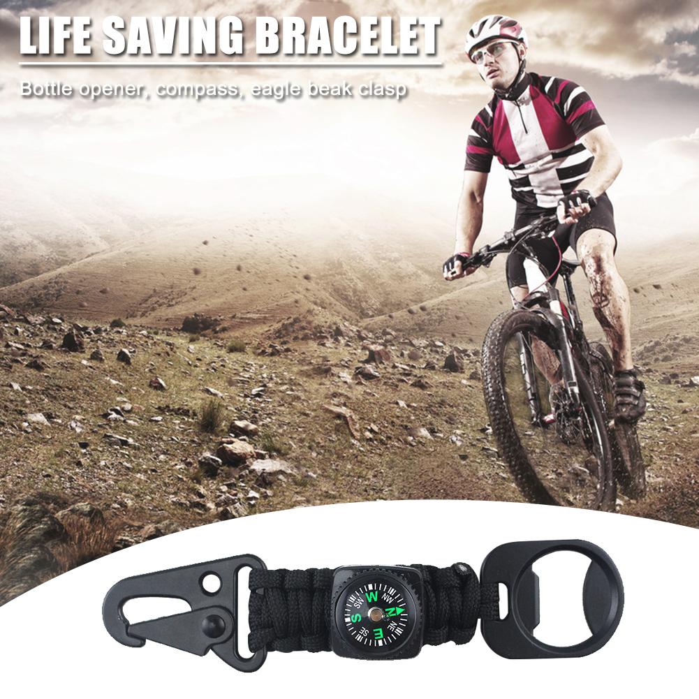 Durable Parachute Cord Keychain Delicate Braided Umbrella Bracelet Outdoor Rescue Parachute Cord Rope Compass Keychain