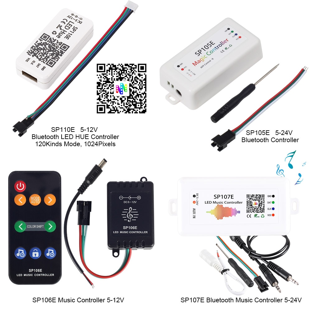 5-24V ws2811 ws2812 Controller Mini 3Key RF 17Key 21Key Bluetooth Music Wifi Controller For Led Pixel Strip ws2812 SP110E SP107E