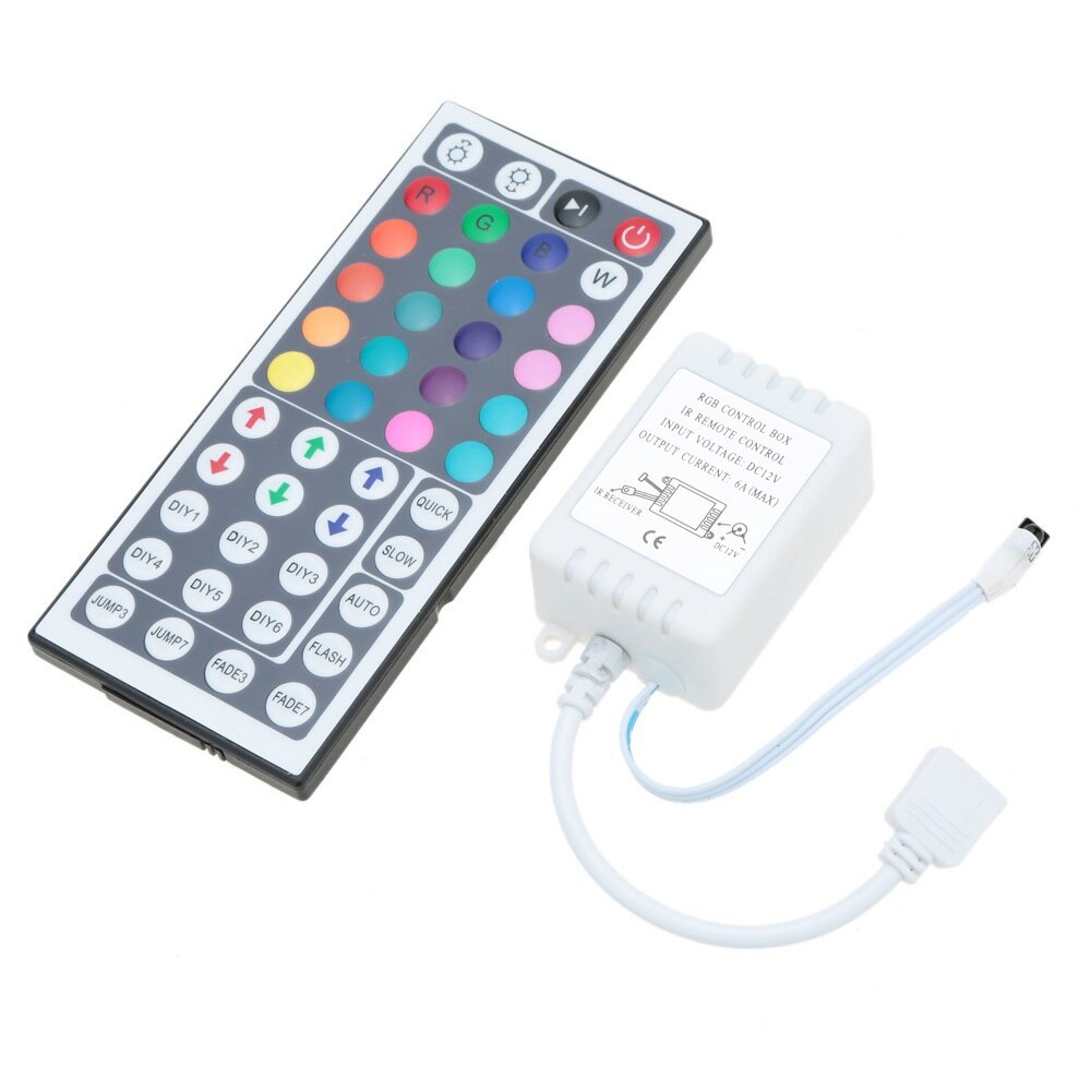 LED RGB Controller 44 Keys Single Double IR Remote RGB Controller DC12V Dimmer Control Box For SMD2835 3528 5050 LED Strip Light: Single connection