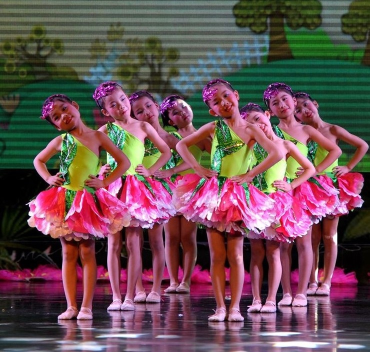 kinderen Dag Chinese Kostuums voeren Kids Showcase Jasmijn Dans Jurken Bloemblaadje Kleding Stage Prestaties Kleding