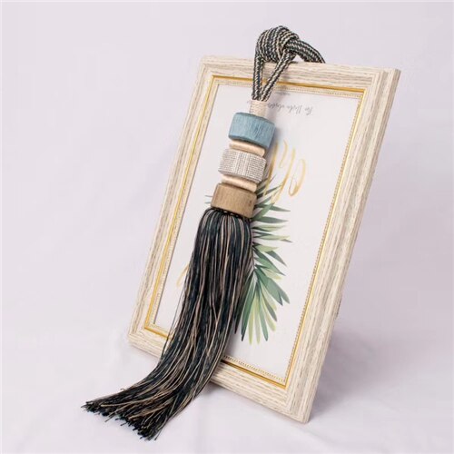 Paire de brosses dorées à pompon pour rideau de café, 2 pièces/lot de pointes à suspendre: Lake blue