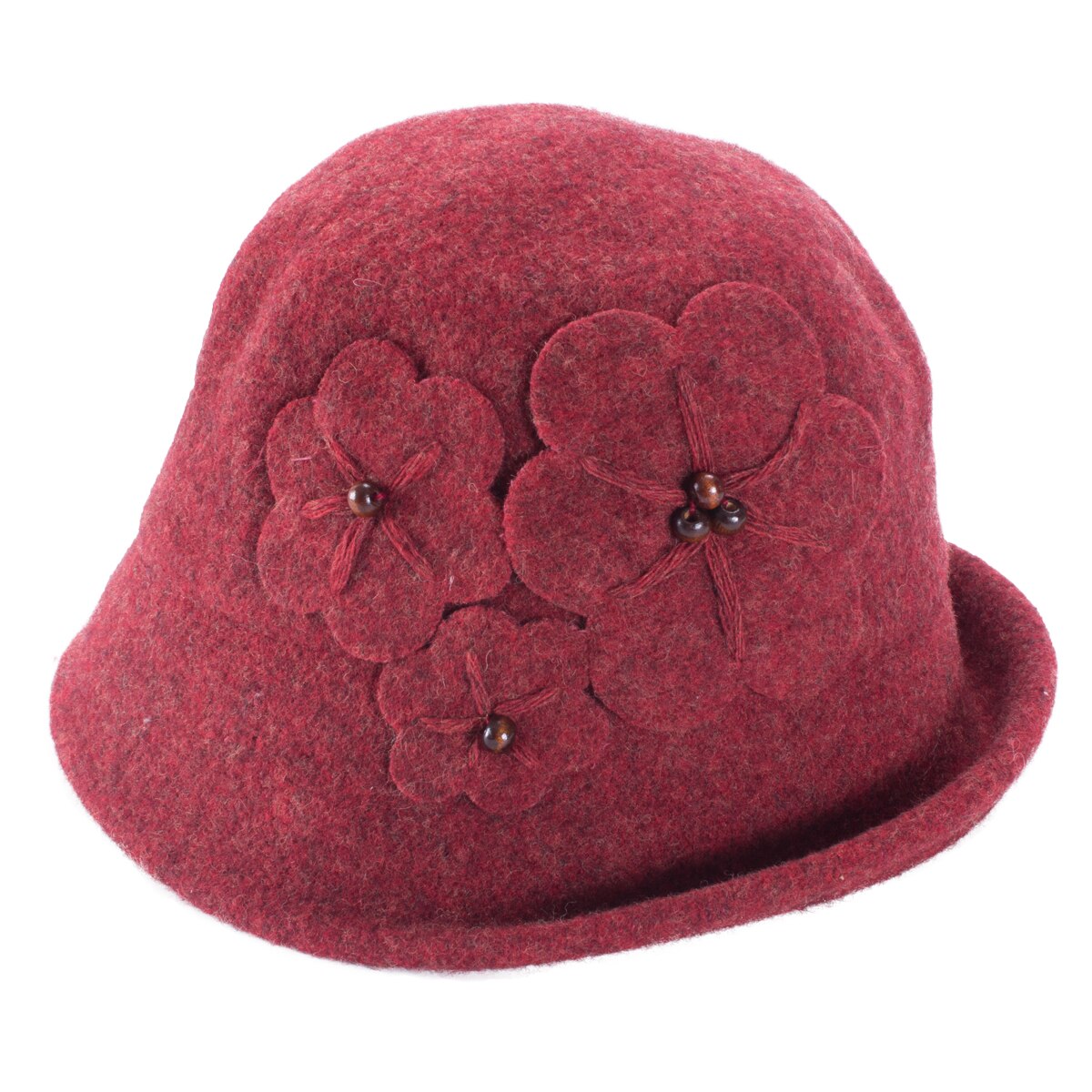 Bloemen Womens Vintage Style Opleving Rand Cloche Wol Emmer Winter Kerk Wedding Hoed A522