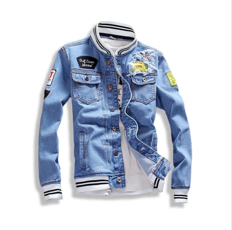 Spring Autumn Men Denim Jackets Casual Embroidery Lapel Single Breasted Jeans Jacket Men Slim Fit cowboy Outwear Jackets Coats