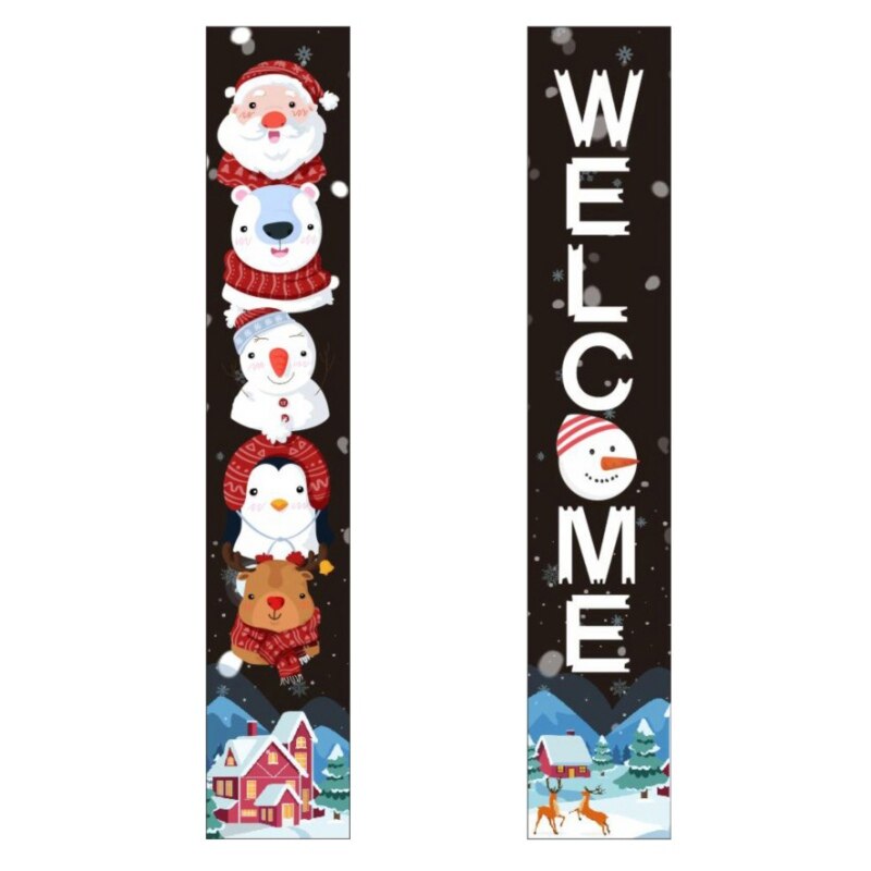 Cartel navideño para porche, decoración navideña para casa, porche exterior, pared, vacaciones: E