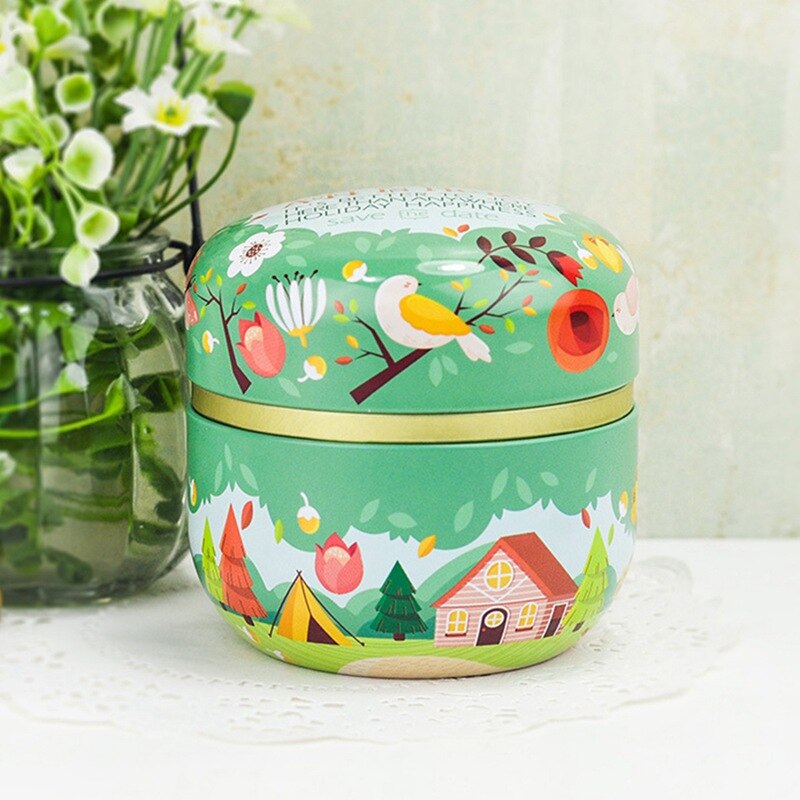 Multifunction Round Tea Caddies Metal Tea Box With Lid Tea Jar Mini Storage Boxes Caddy Coffee Powder Cans