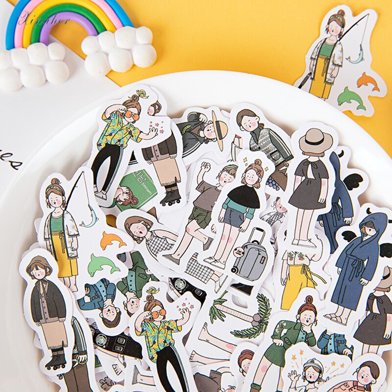 XINAHER 46 pcs/box Cartoon girl costume mini paper sticker package DIY diary decoration sticker album scrapbooking