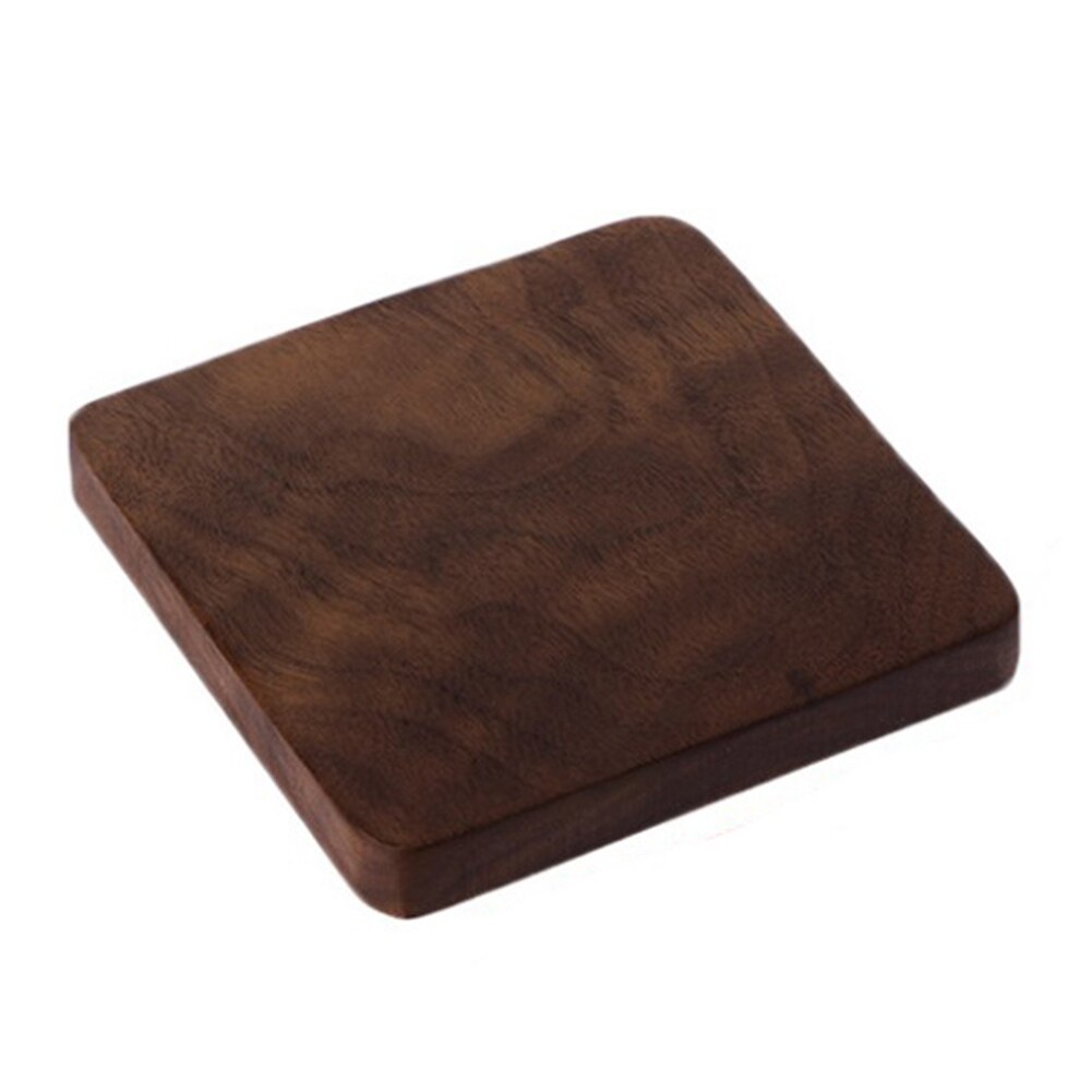 1PC Beuken Zwarte Walnoot Hout Coaster Retro Isolatie Cup Mat Huishouden Vierkante Ronde Coaster: B1