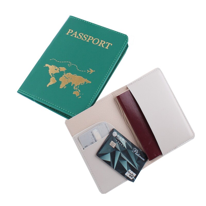 PU Leather World Map Travel Passport Cover Women Passport Holder Case for Men Travel Document Credit Card Case