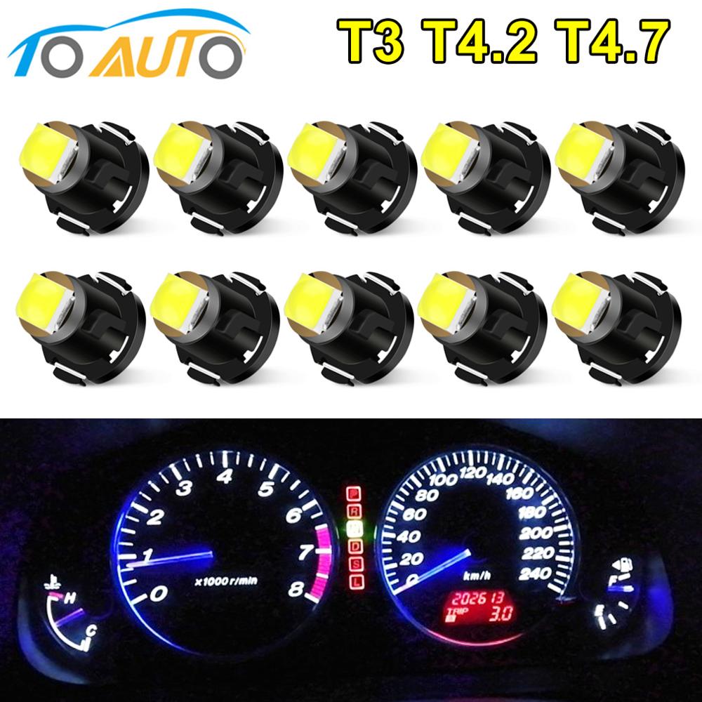 10Pcs T3 Led Lamp T4.2 T4.7 Led 3030 Smd Chips DC12V Auto Dashboard Dash Lamp Warming Indicator Wedge Light 6000K Super Heldere