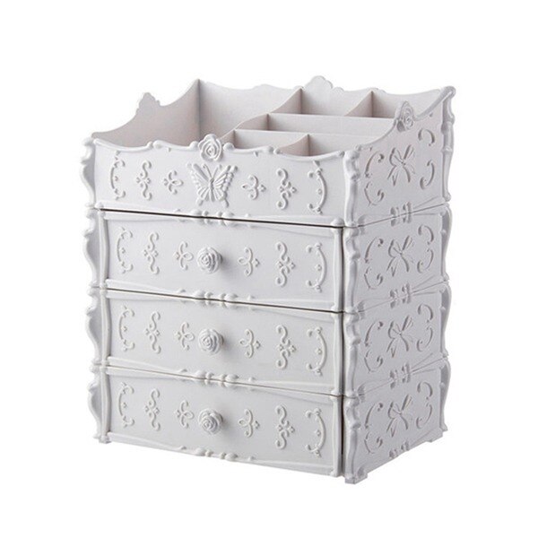 Cajón de plástico para cosméticos contenedor organizador de maquillaje caja para el almacenamiento maquillaje joyas titular de uñas hogar escritorio varios almacenamiento Cas: white