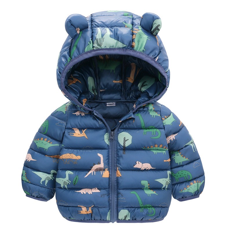 Jongens Meisjes Lichtgewicht Donsjack Baby Capuchon Rits Jassen Herfst Winter Warme Bovenkleding 0-5 Jaar Kinderen Kerst: Blauw / 2T