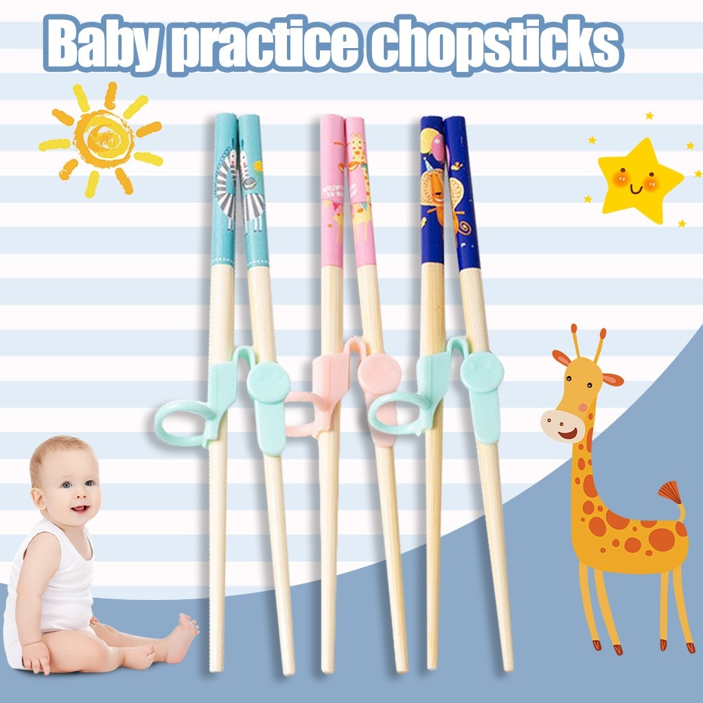 Children Chopsticks Training Helper Learning Trainers Cartoon Cat Fun Chopsticks For Kids Tableware Dinner Eat Learning Portable