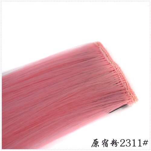 LIHUI-extensiones de cabello sintético para mujer, mechones de pelo largo y liso, con Clip, para resaltar, Color arcoíris, Color rosa: 2311