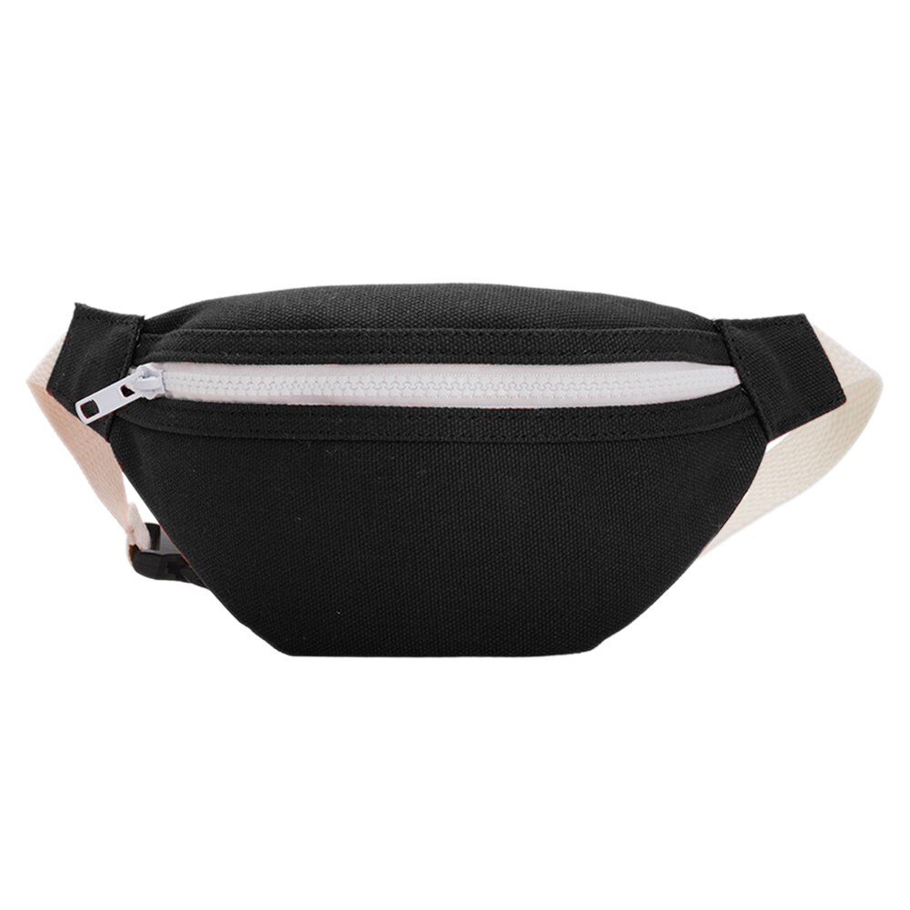 Bolso de cintura de Fanny Casual para niñas, bolso de lona con cinturón para el pecho, bolso de hombro ligero y informal con cremallera para mujeres: Black