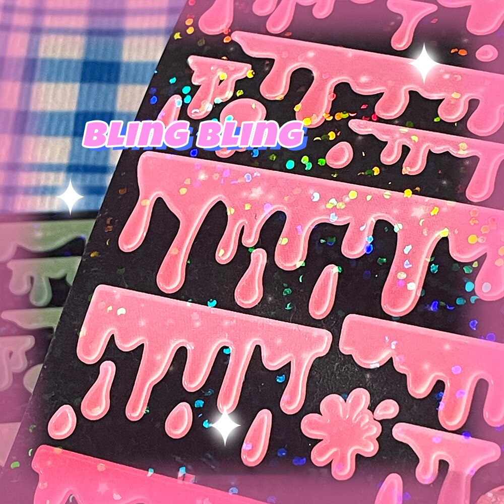 INS Color Milk Flow Dripping Mark Idol Card Stickers DIY Scrapbook Junk Journal Diary Photo Album Mobile Phone Computer Stickers