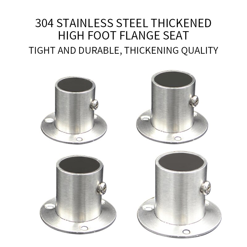 5pcs/lot Stainless steel pipe bracket 19-32mm Dia Tube support Flange Seat for Wardrobe Hanging Rail Rod Pole Socket End Holder