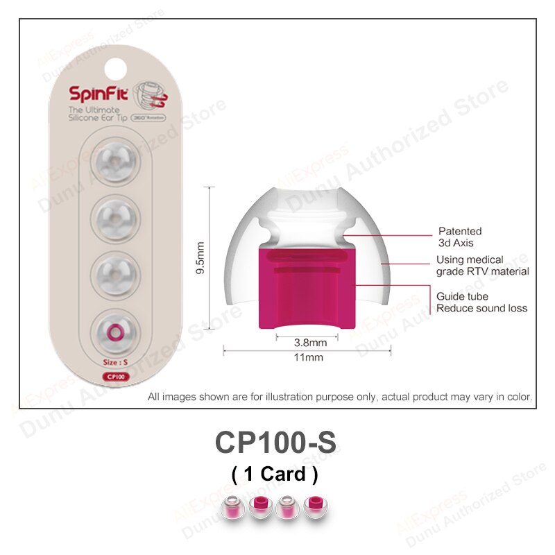 Dunu Spinfit CP100 CP800 CP145 (1 Kaart) gepatenteerde 360 Graden Gratis Rotatie Siliconen Oordopjes CP100 CP-100 CP-145 CP-800 (2 Pairs): CP100 S (1card)