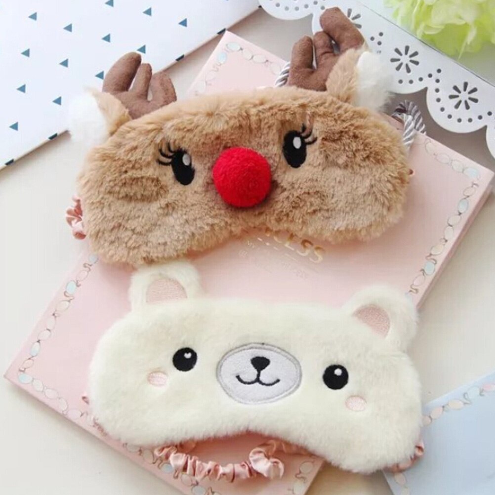 Eye Care Tool Sleep Eye Mask Cartoon Plush Eye Shade Bandage Rest Travel Relax Sleeping Aid Blindfold Cover Eye Patch