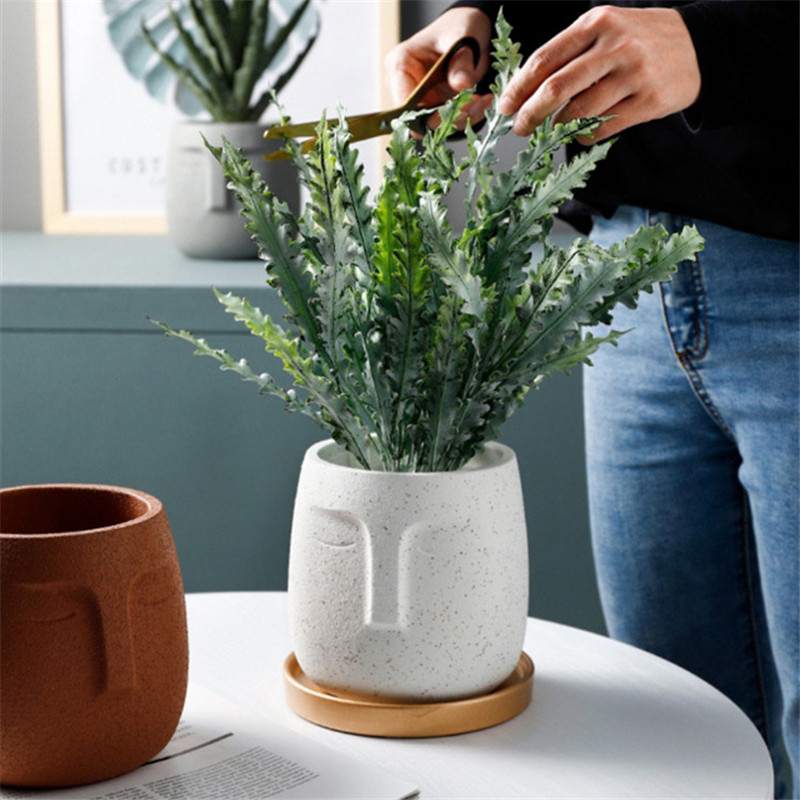 5.5 inch Human Face Flowerpot Portrait Facial Flower Planter Matt Ceramic Vase Garden Planter Pot Home Decor Craft A1583