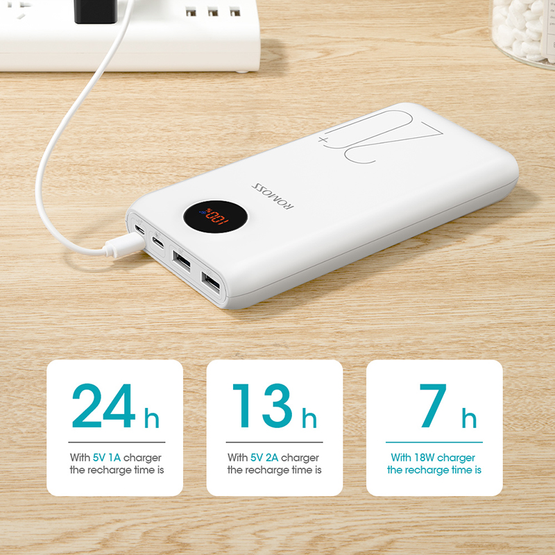 ROMOSS SW20 Pro 20000mAh Power Bank Portable External Battery With QC3.0 Fast Charging And LED Display For Phones Tablet