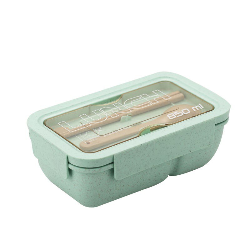 850ml Wheat Straw Lunch Box Healthy Material Bento Boxes Microwave Dinnerware Food Storage Container Lunchbox: Green