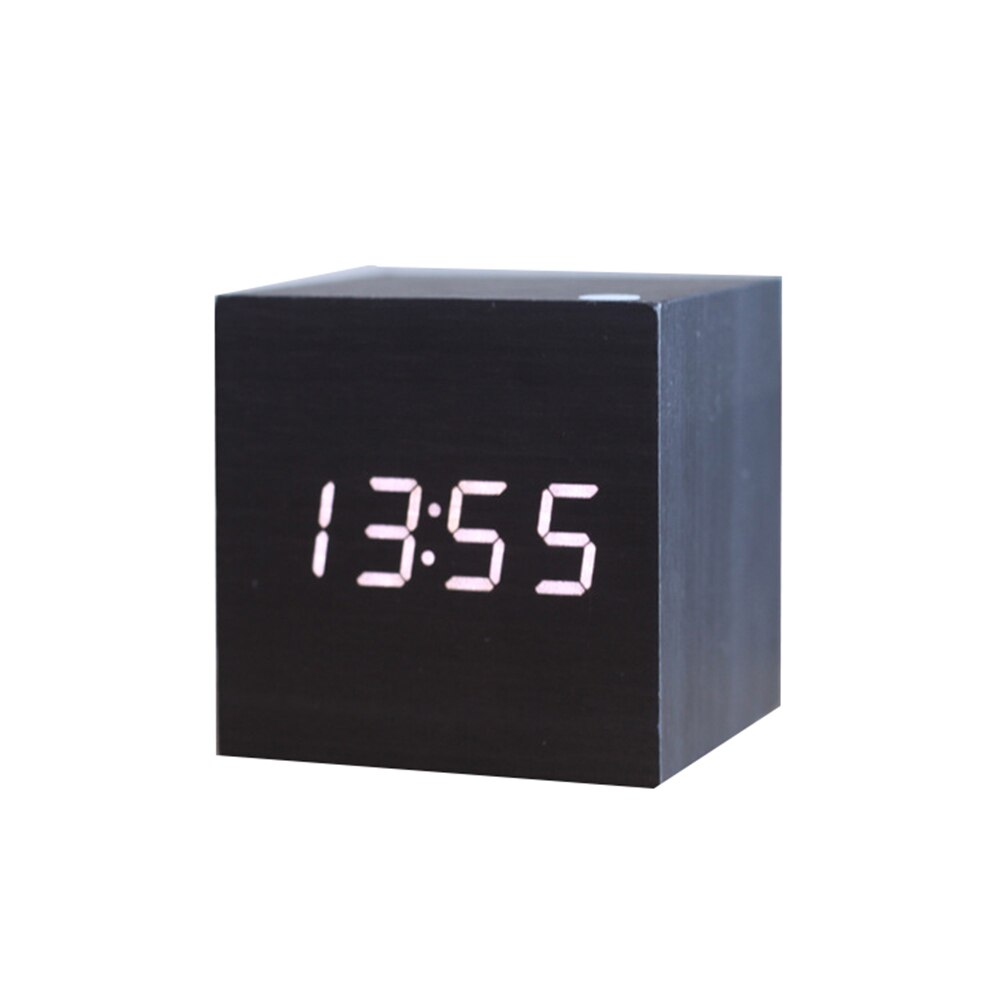 Horloge miroir en bois moderne commande sonore | Horloge numérique de bureau, horloge numérique, horloge électronique: black white