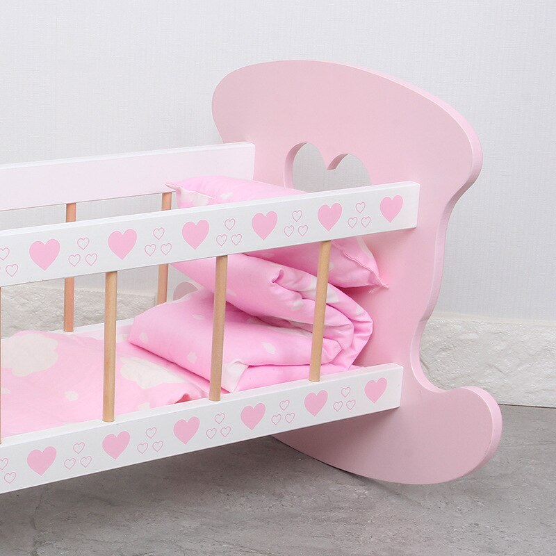 Vroegschoolse Wieg Simulatie Pop Bed Kind Rollenspel Baby Speelhuis Schudden Bed Speelgoed Meubels