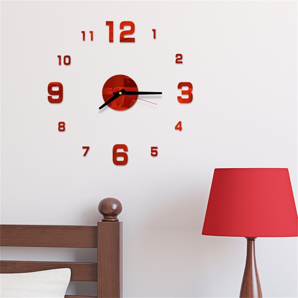 Reloj de pared con números romanos, pegatinas de espejo acrílico, decoración para el hogar, oficina, calcomanías murales de cocina, vintage, metal grande, 19AUG20