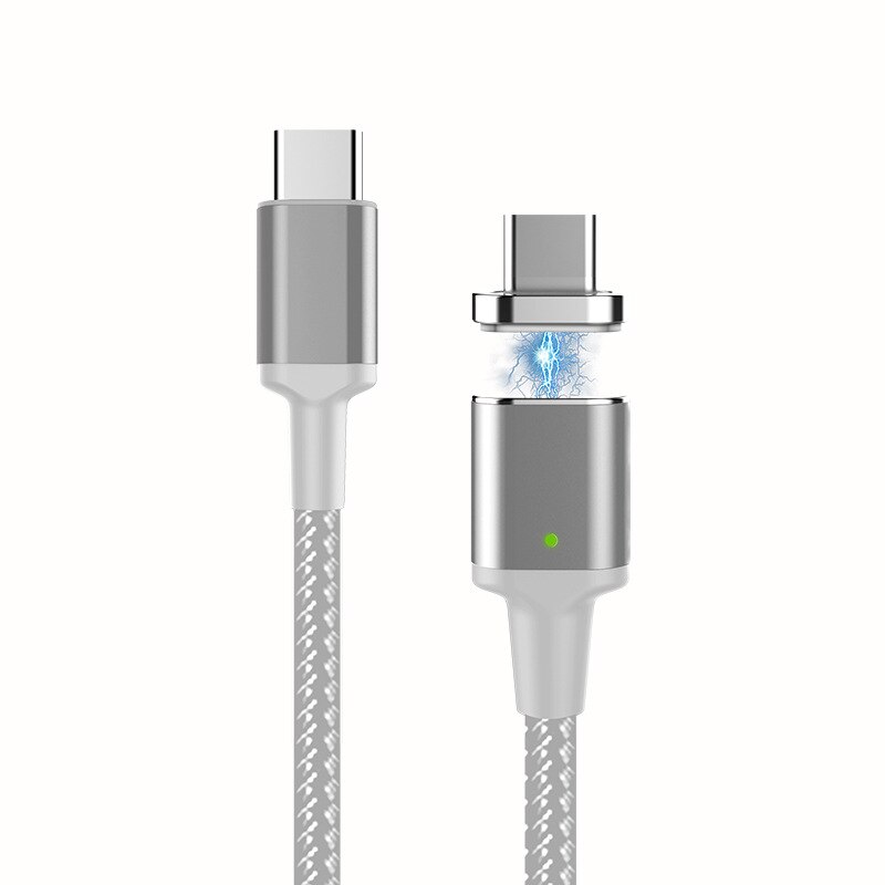 100W 5A Magnetische USB Typ C PD Kabel Super Schnelle Lade Daten Kabel 1,8 m für MacBook Pro Samsung galaxy S10 S9 Huawei P30 USB-C: Silber