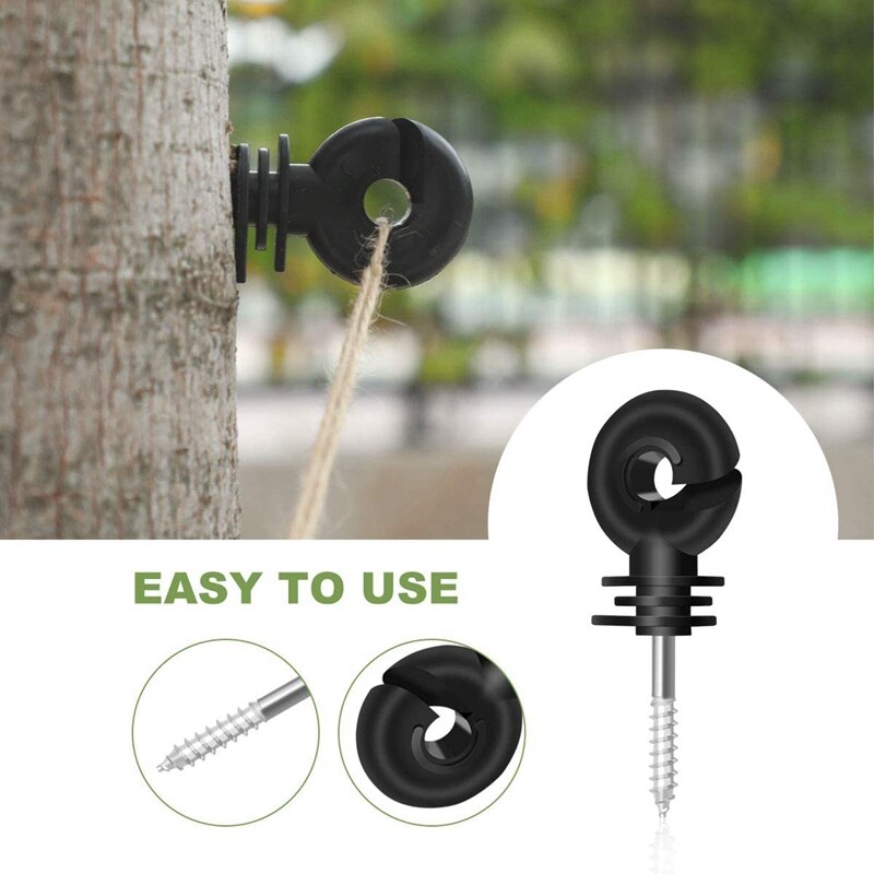 AFBC 25Pcs Electric Fence Insulator Screw-in Insulator Fence Ring Post Wood Post Insulator,Livestock Fence Accessories