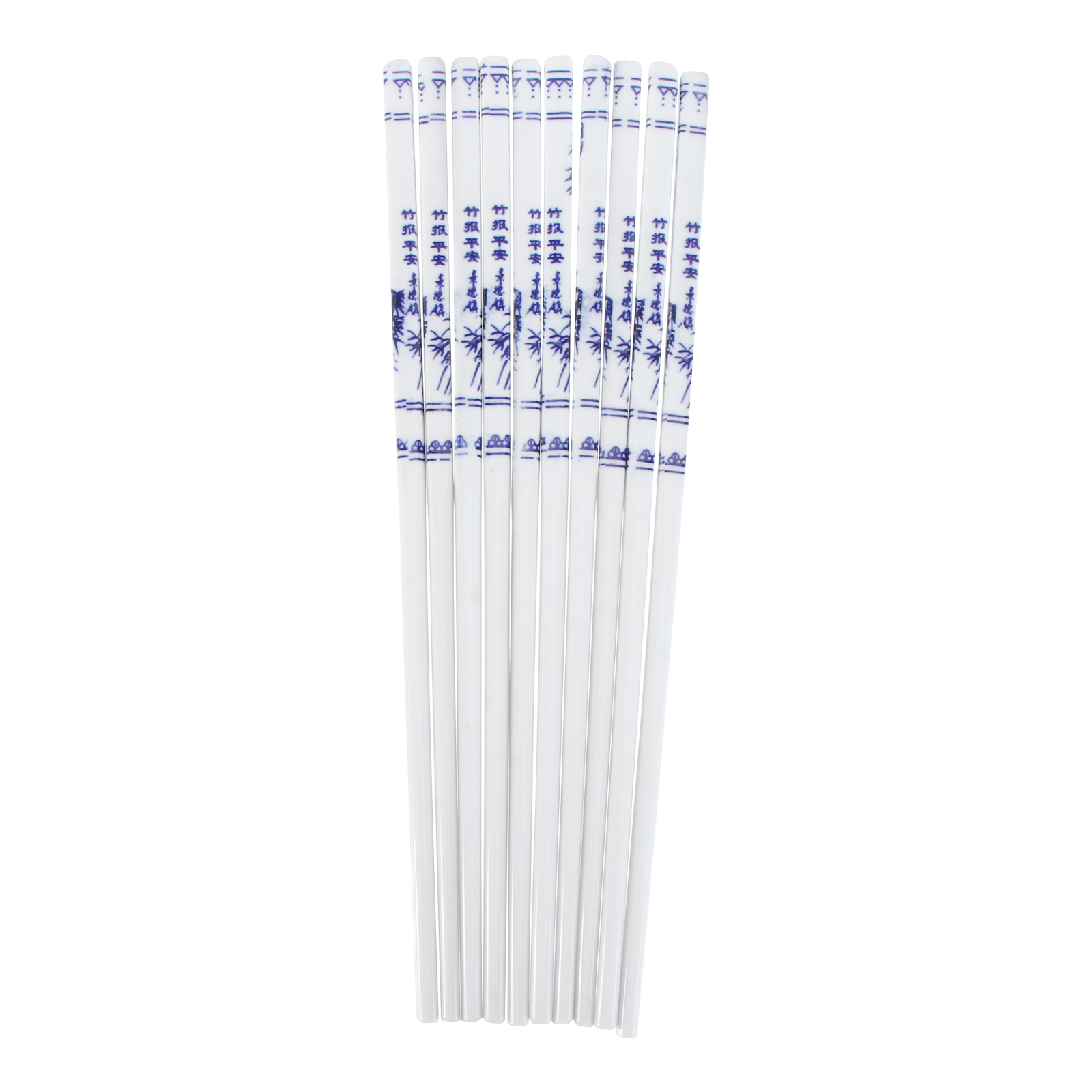 5 Pairs Blue and White Porcelain Chopsticks Ceramic Long Chopsticks Chinese Tableware for Home Restaurant (Random Pattern)