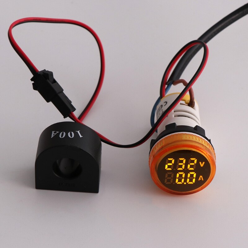 Digital Voltmeter Amperemeter 22mm Runde AC 50-500V 0-100A Spannung Volt Ampere-Monitor