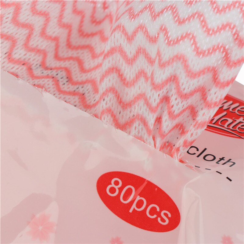 80pcs/bag Non-woven Fabric Hand/Kitchen Disposable Cleaning Cloth Dish Scouring Pad Cleaning Supplies