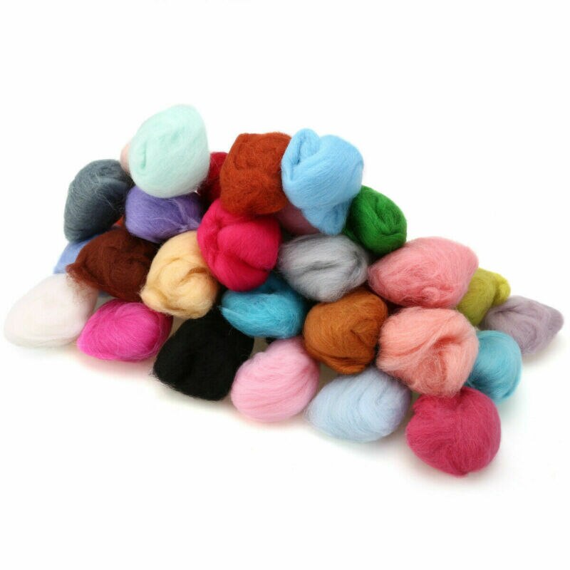 120G Mix 40 Kleuren Merino Vilten Wol Tops Zachte Zwervende Wol Fibre Voor Naaldvilten & Nat Vilten Diy pop Handwerken